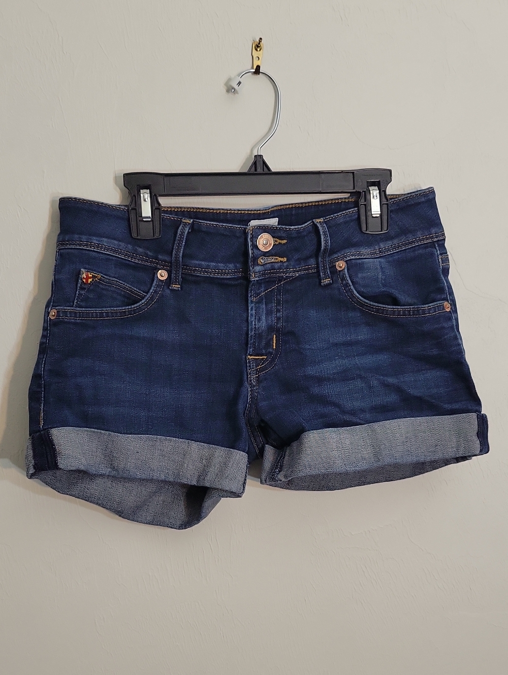 Hudson Jeans Dark Blue Denim Rolled Cuff Shorts